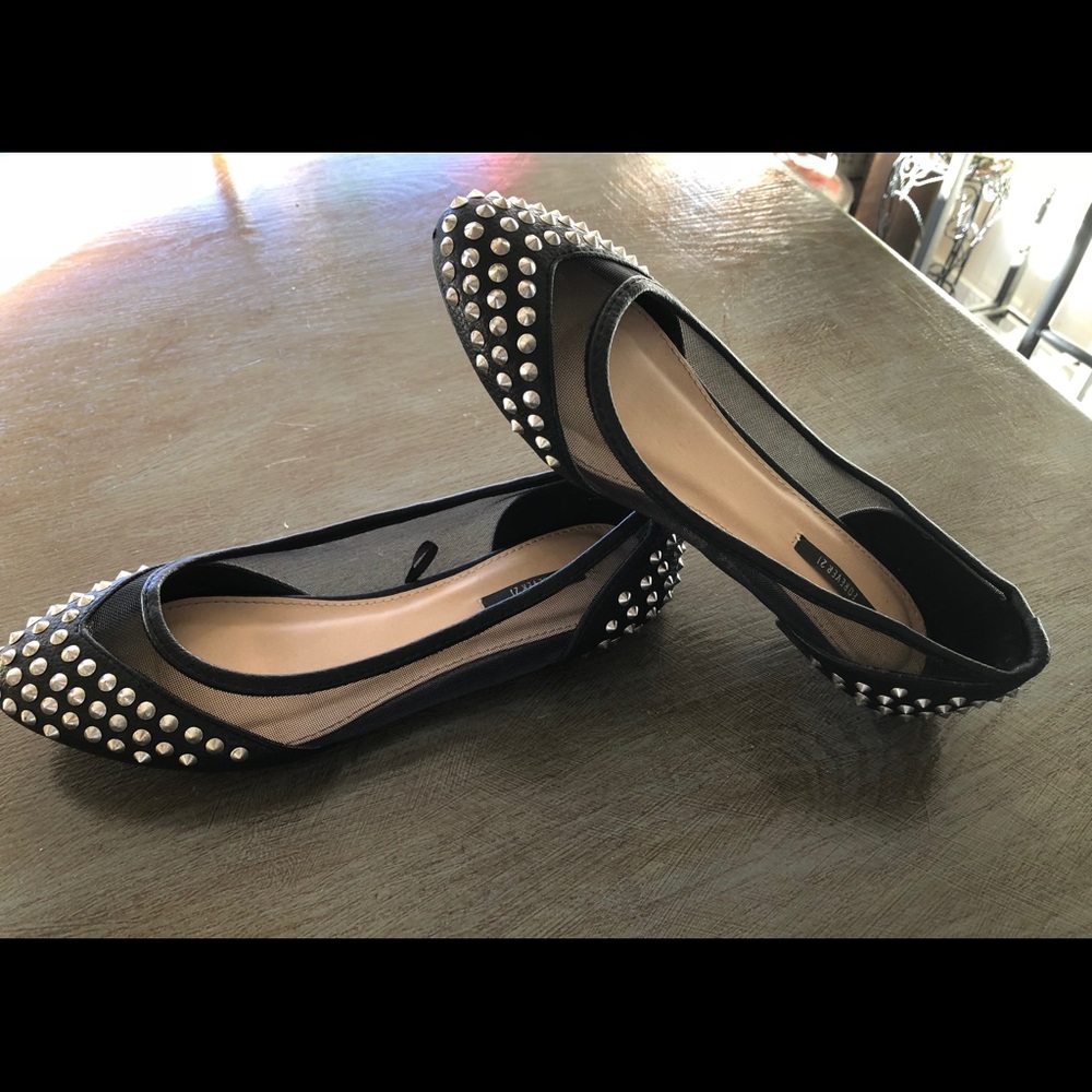 Forever21 Black Studded Flats Size 8
